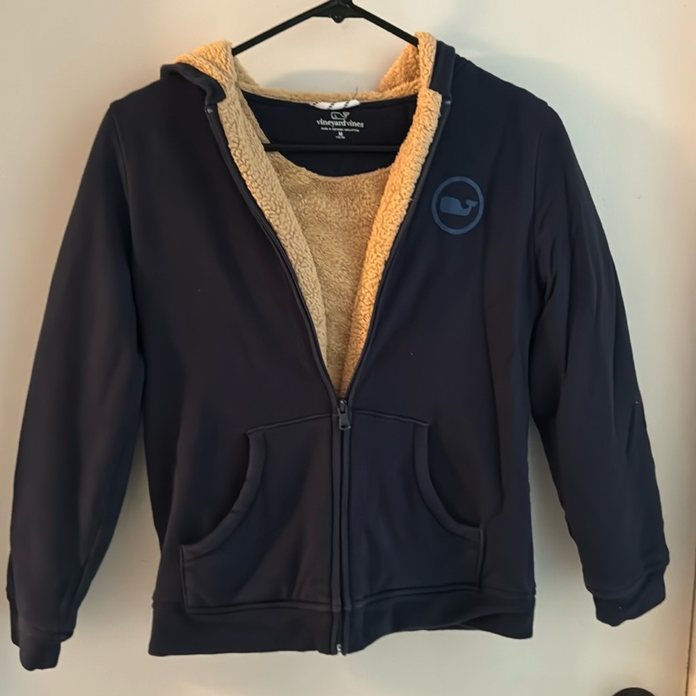 Boys Vineyard Vines zip up Sherpa lined hoodie